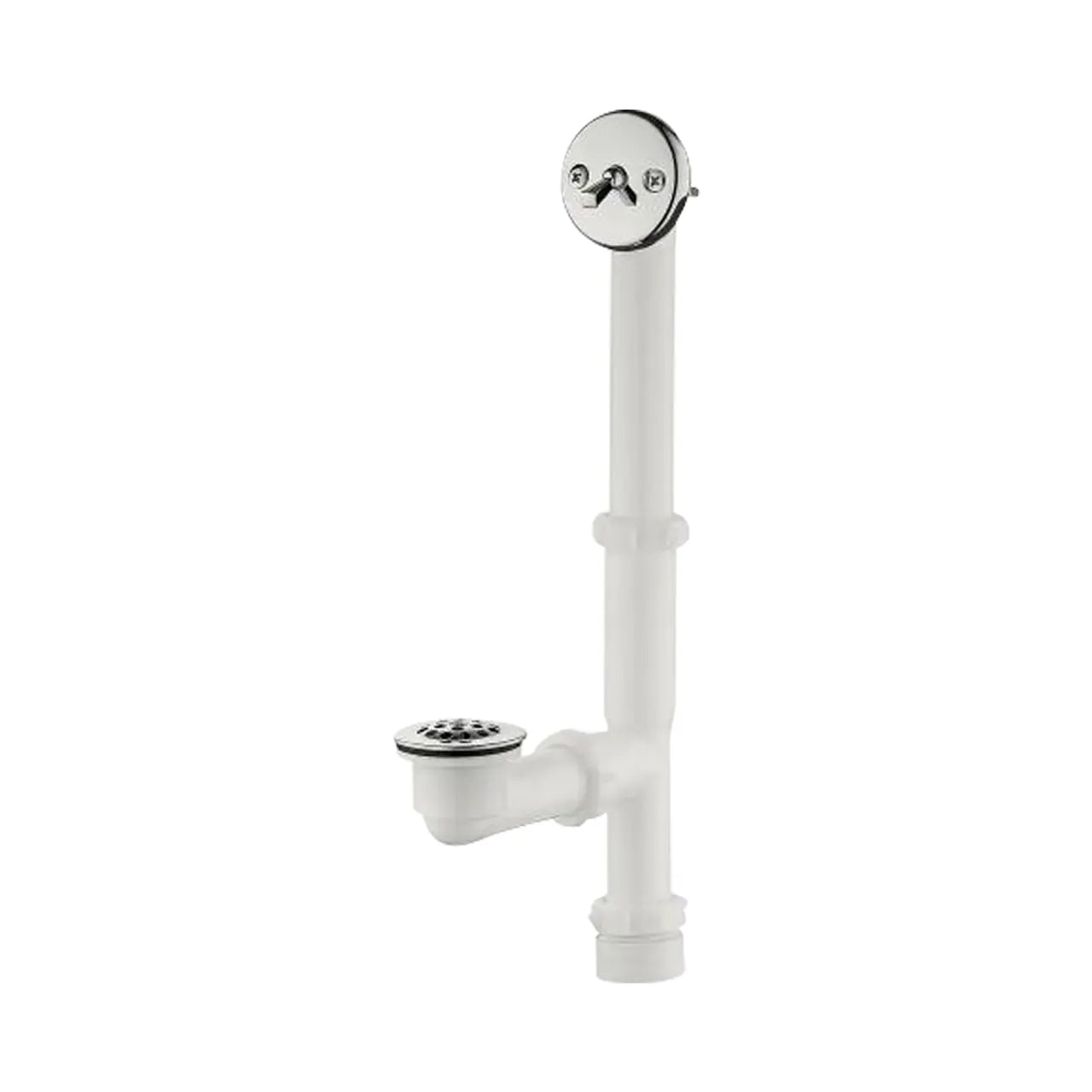 Trip Lever 1-1/2 in. White Poly Pipe Bath Waste and Overflow Drain - Chrome